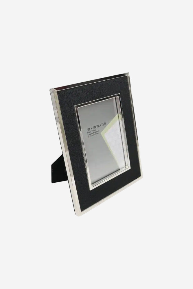 Silver & Black Faux Leather Frame