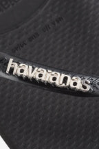 Slim Square Logo Jandals - Black/Silver