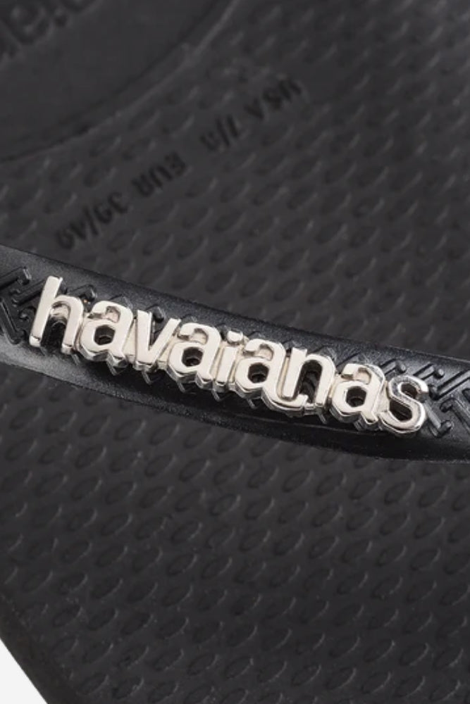 Slim Square Logo Jandals - Black/Silver