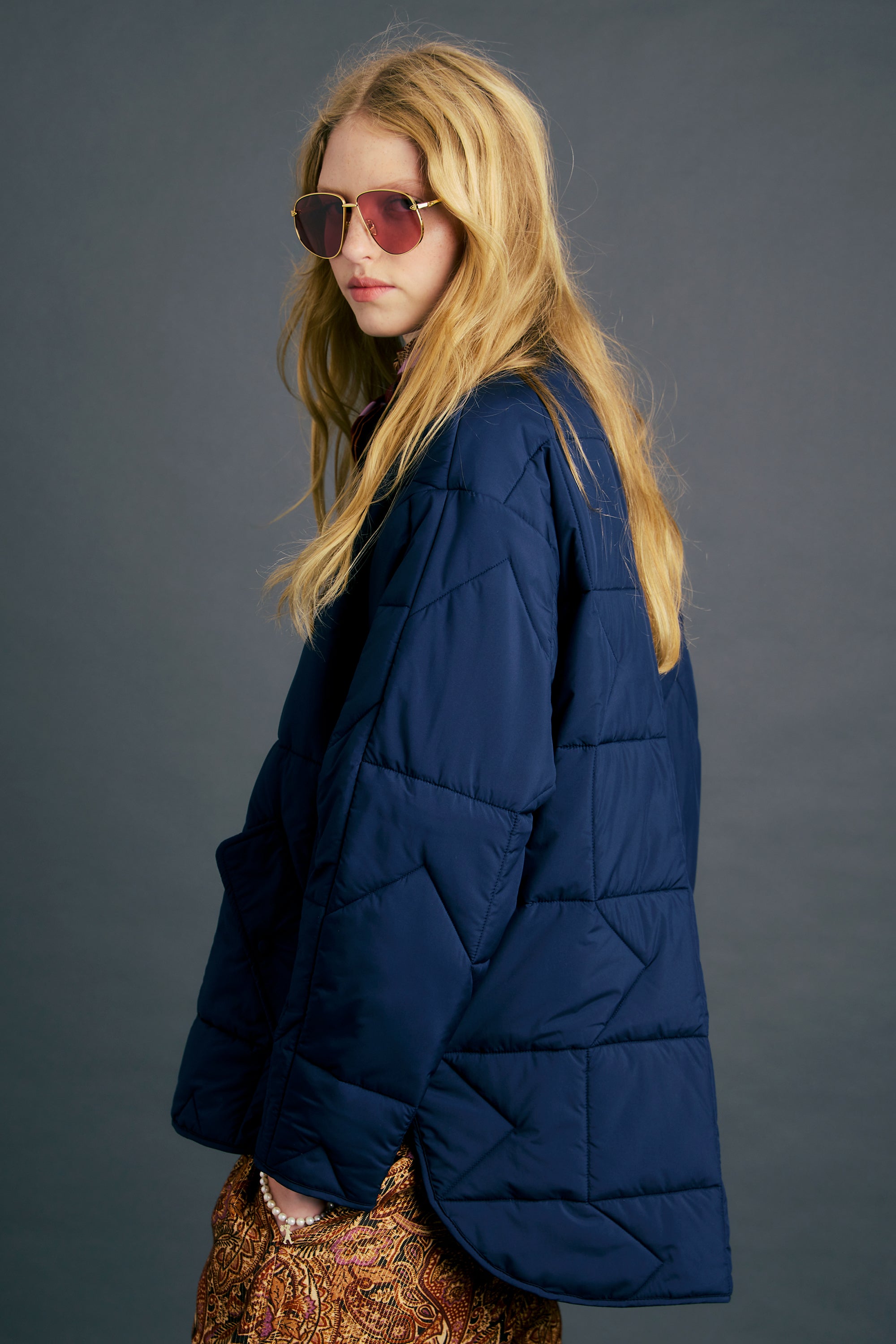 Quilted Monogram Jacket - Navy