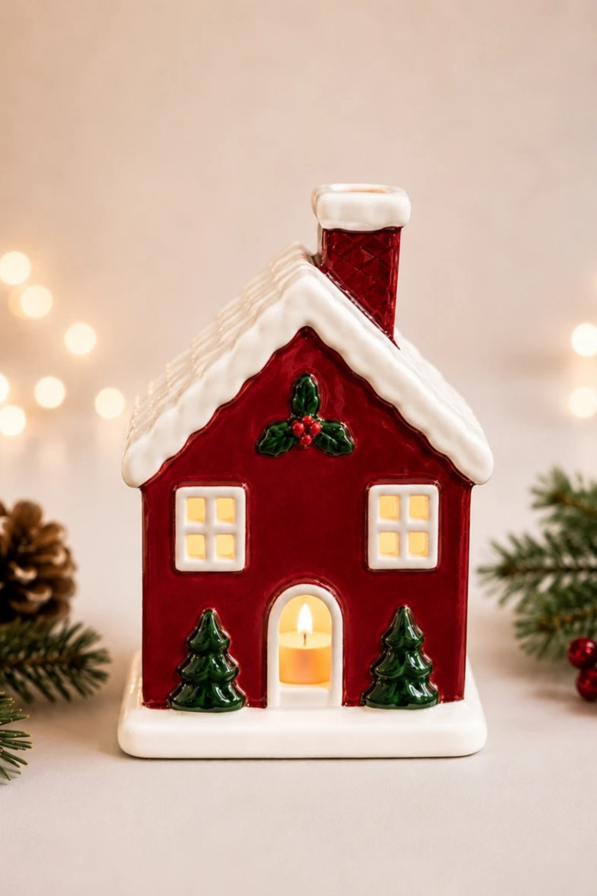 Red Christmas Tealight Cottage