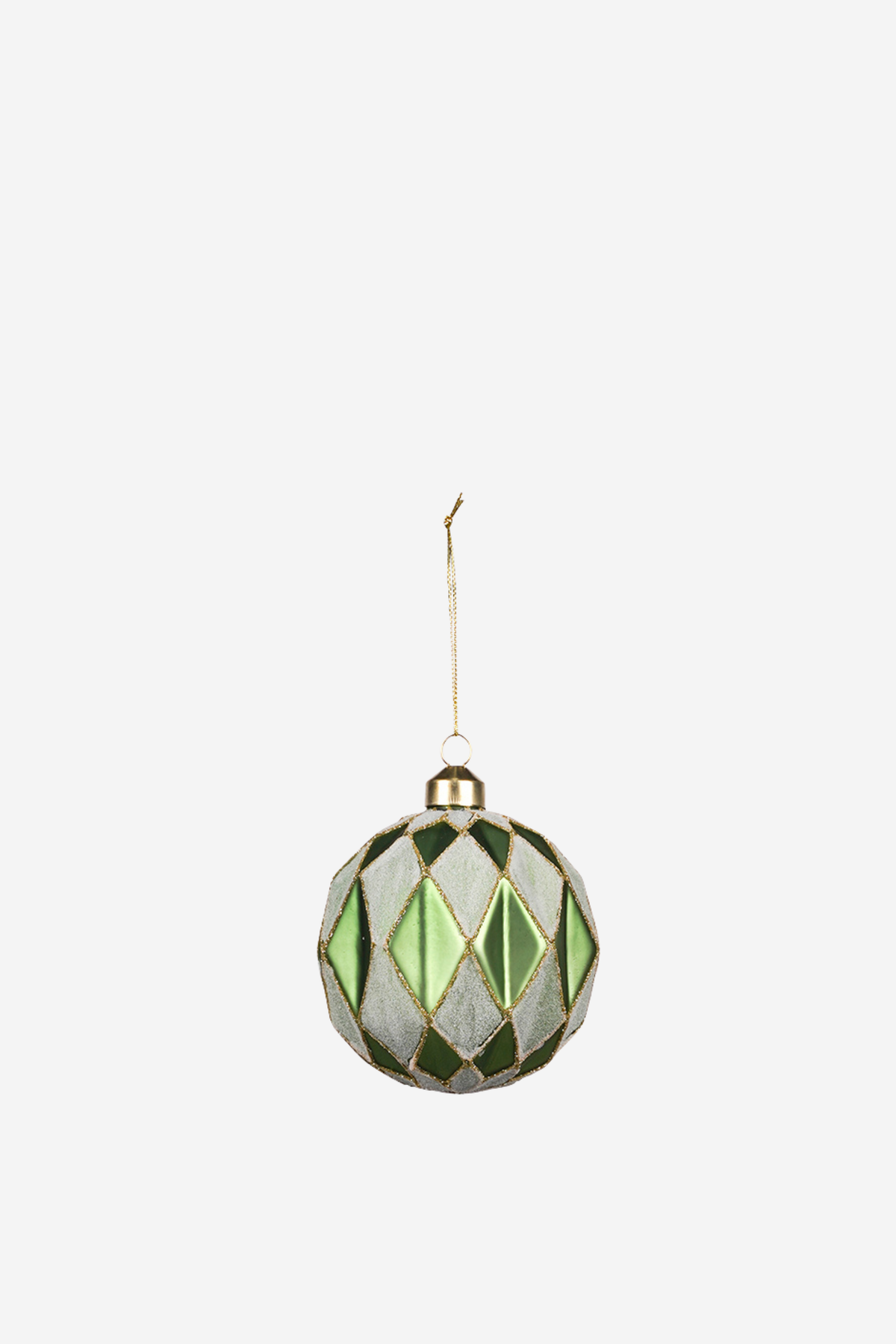Harlequin Glass Bauble - Green