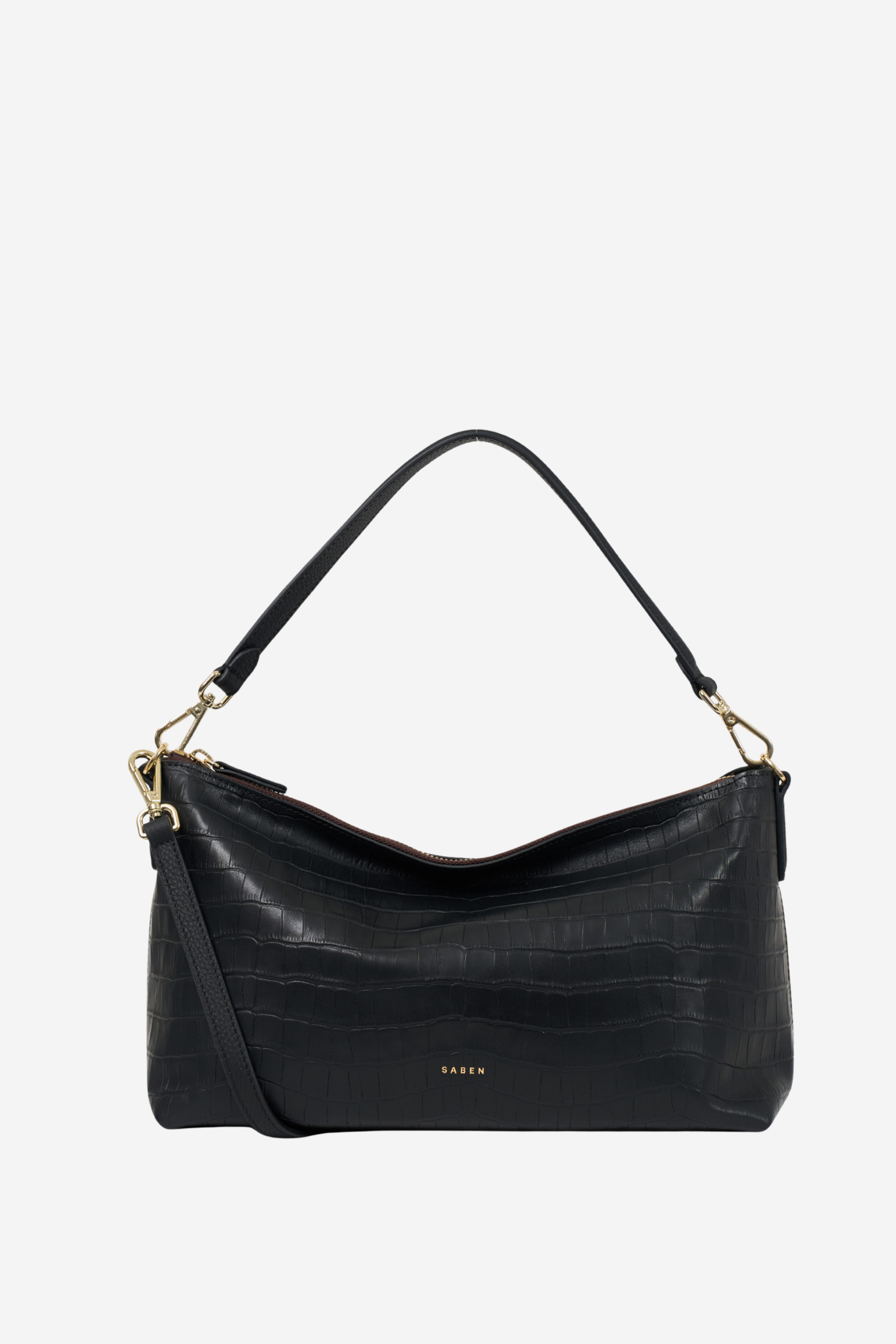 Claudia Shoulder Bag - Black Croc