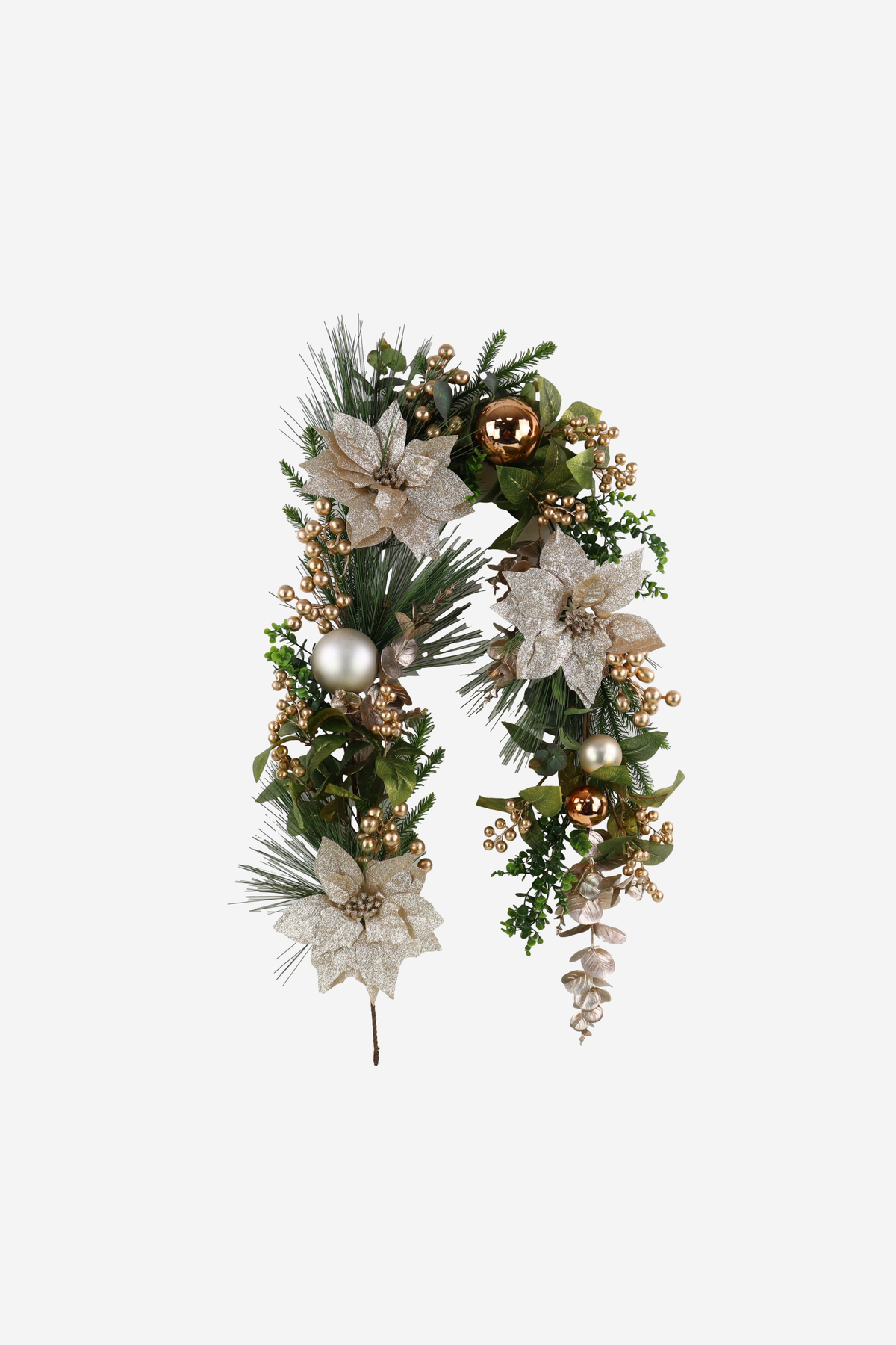 Champagne Poinsettia & Bauble Garland