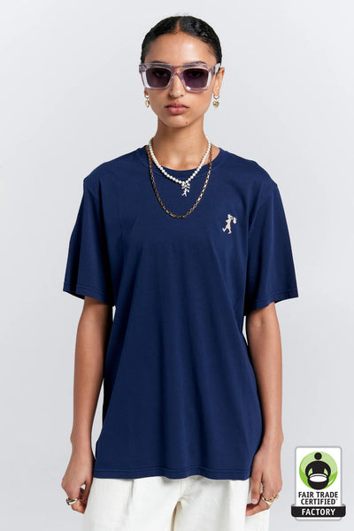 Embroidered Runaway Girl Classic Organic Cotton T-Shirt