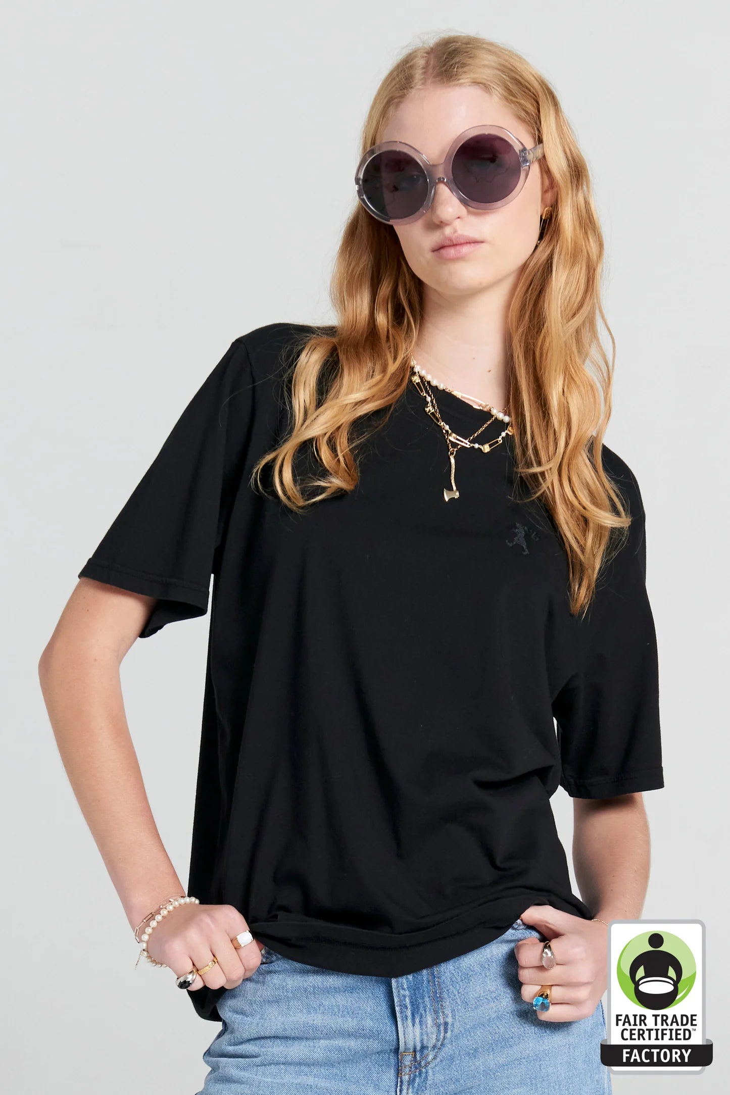 Embroidered Runaway Girl Classic Organic Cotton T-Shirt
