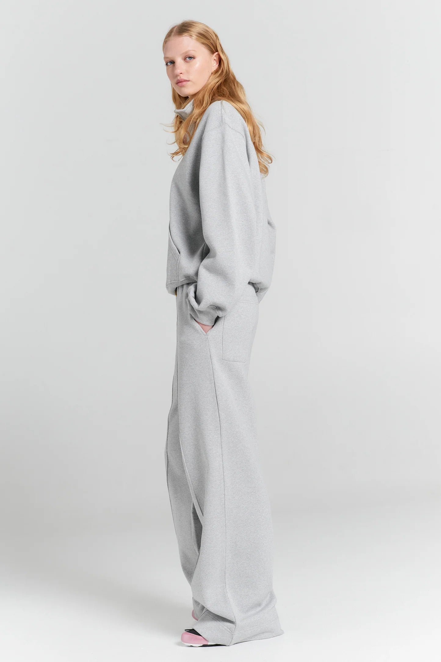 Runaway Girl Zip-Up Sweatshirt - Grey Marle