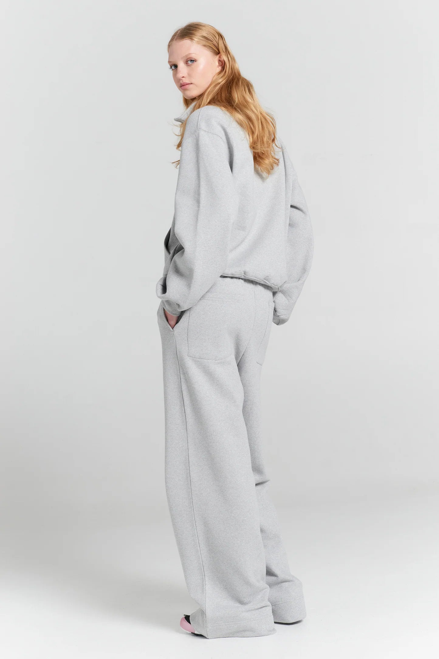 Runaway Girl Zip-Up Sweatshirt - Grey Marle