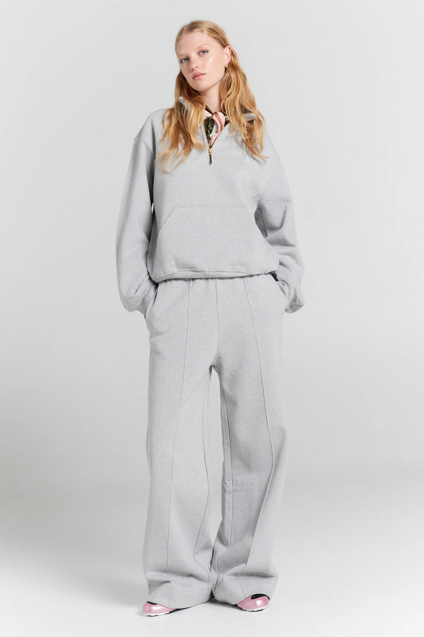Runaway Girl Zip-Up Sweatshirt - Grey Marle