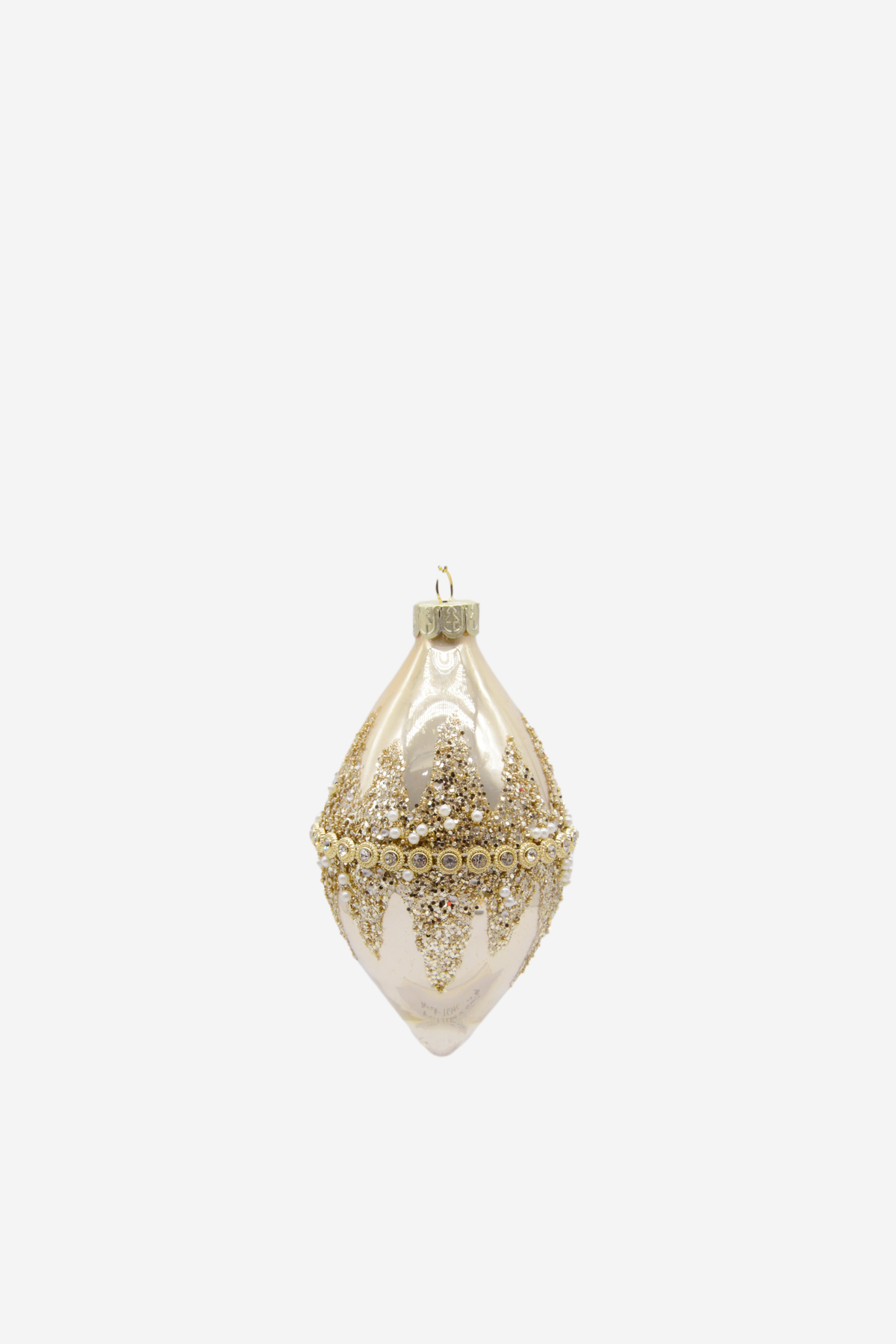 Beaded Finial - Cream/Gold
