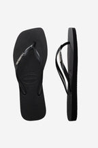 Slim Square Logo Jandals - Black/Silver