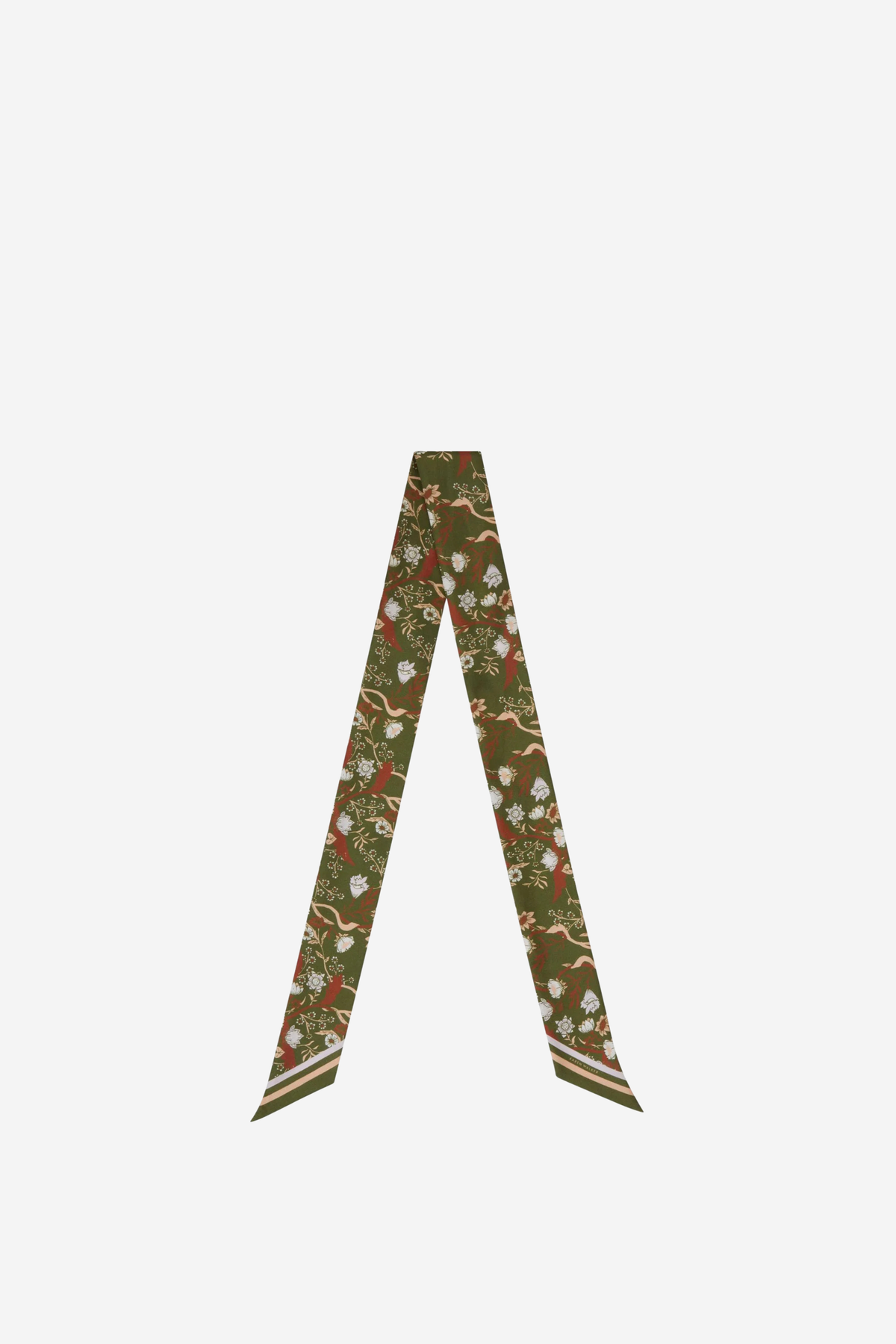 Whimsy Floral Long Twilly - Olive Multi