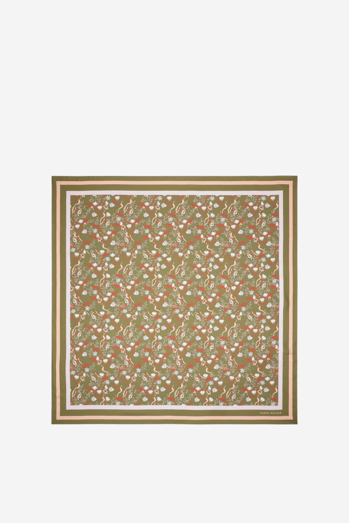 Whimsy Floral Classic Scarf - Olive Multi