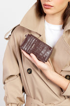 Winona Card Wallet - Espresso Croc