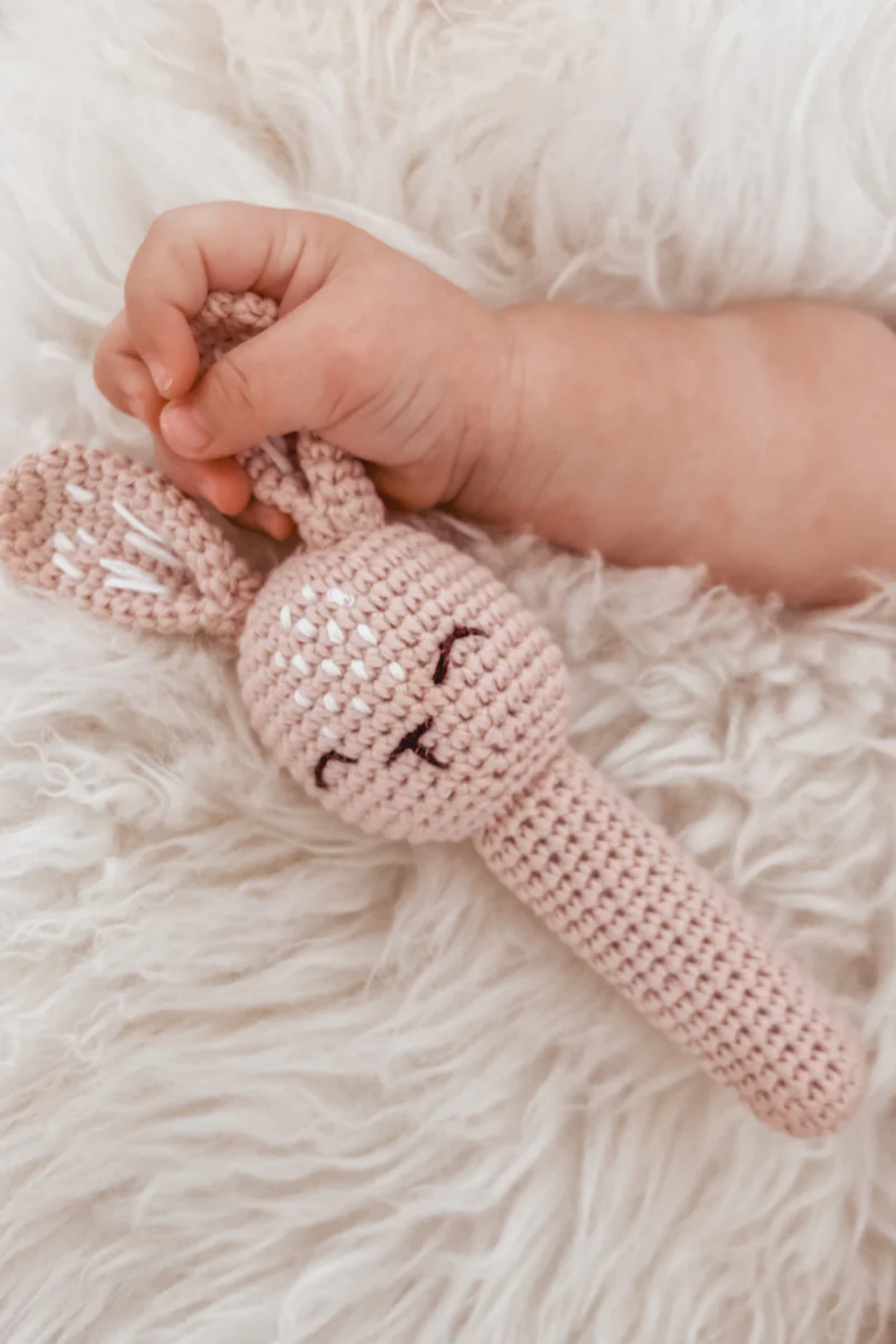 Crochet Bunny Rattle - Blush