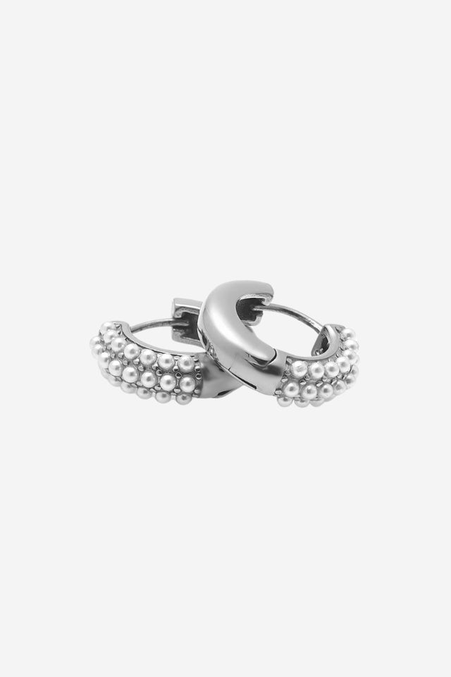 Amara Hoop Earrings - Pearl/Silver