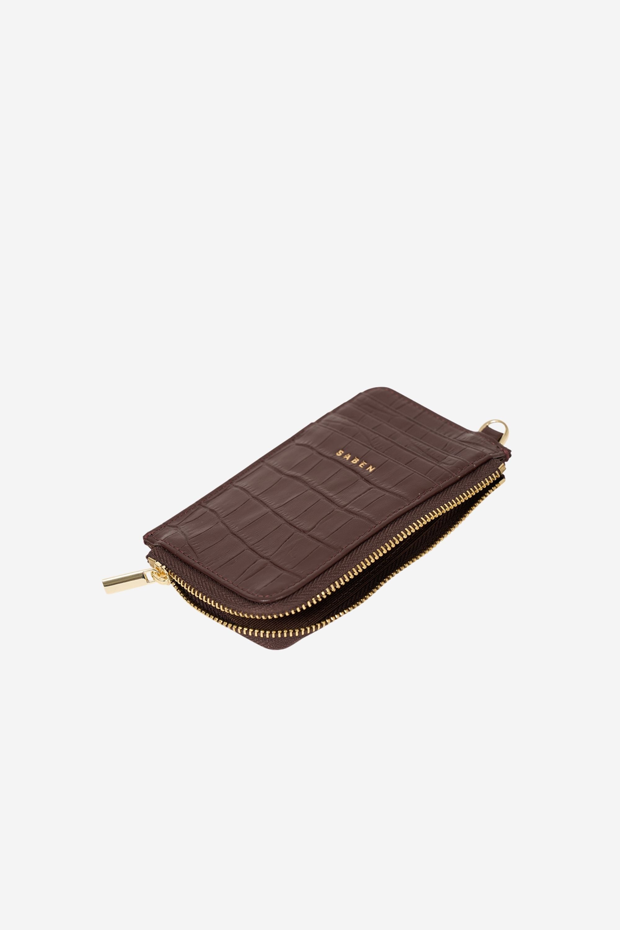 Winona Card Wallet - Espresso Croc