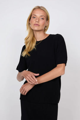 Luxe Cashmere Tee - Obsidian