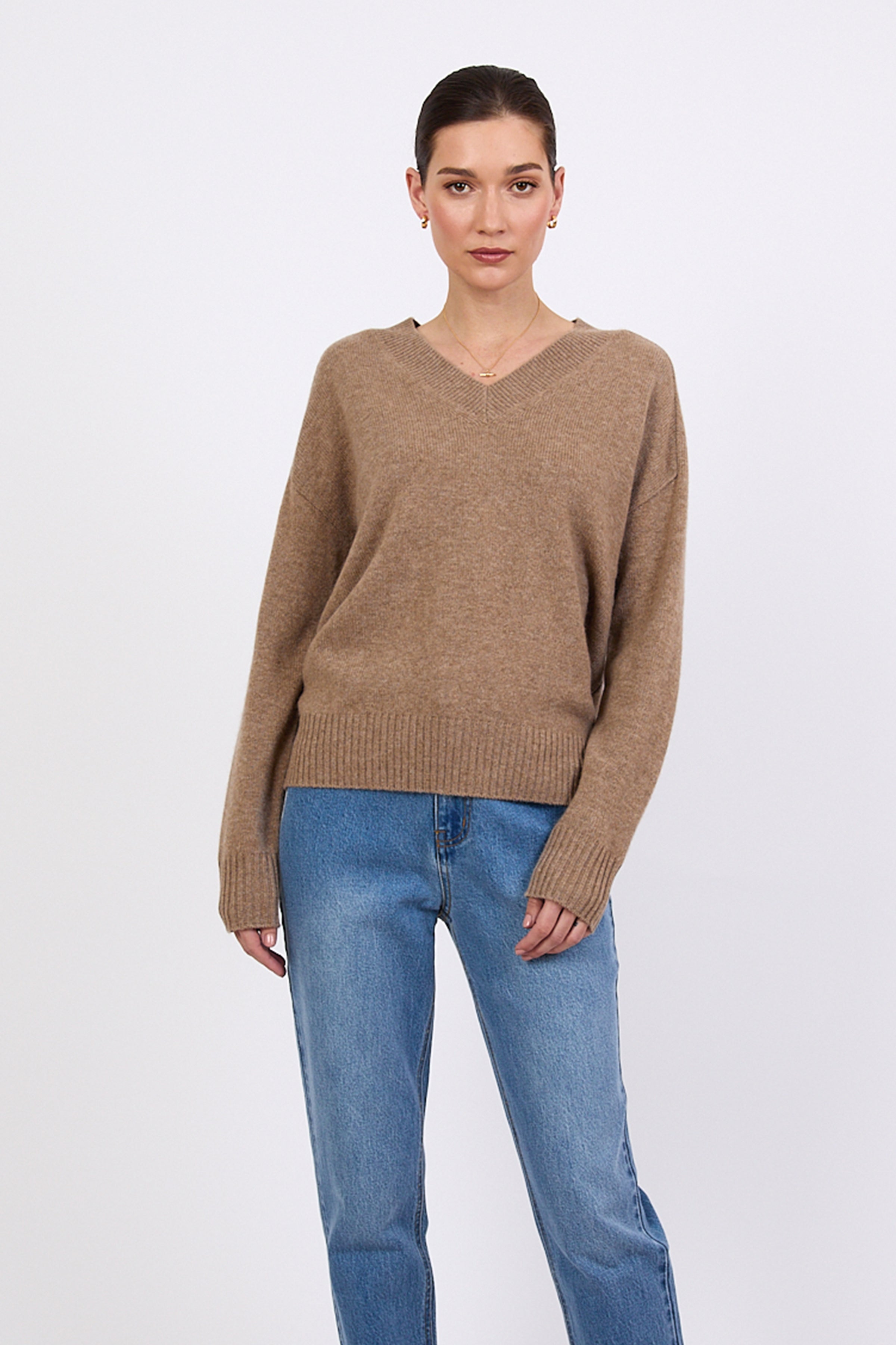 Cashmere V Neck - Nutmeg