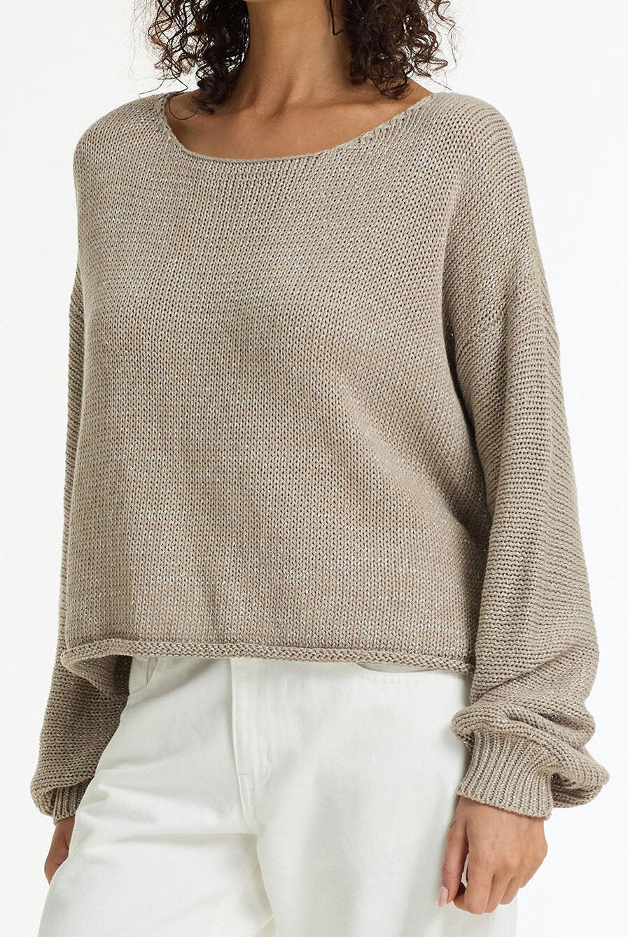 Close Sweater - Light Mocha Lurex