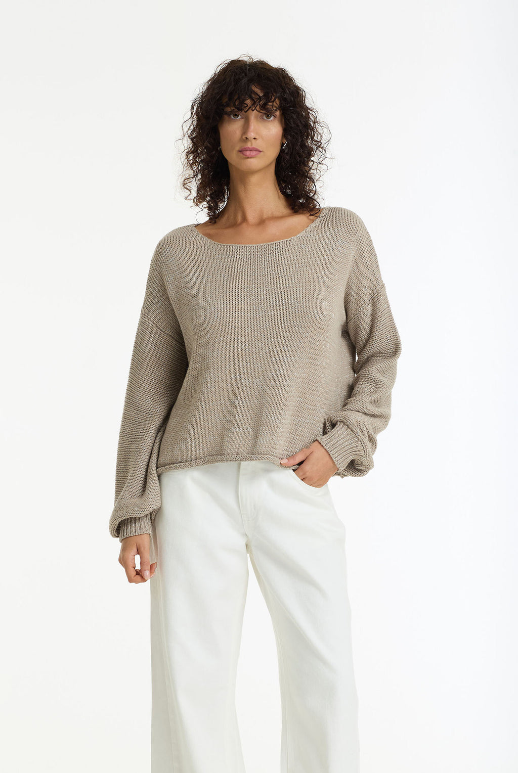 Close Sweater - Light Mocha Lurex