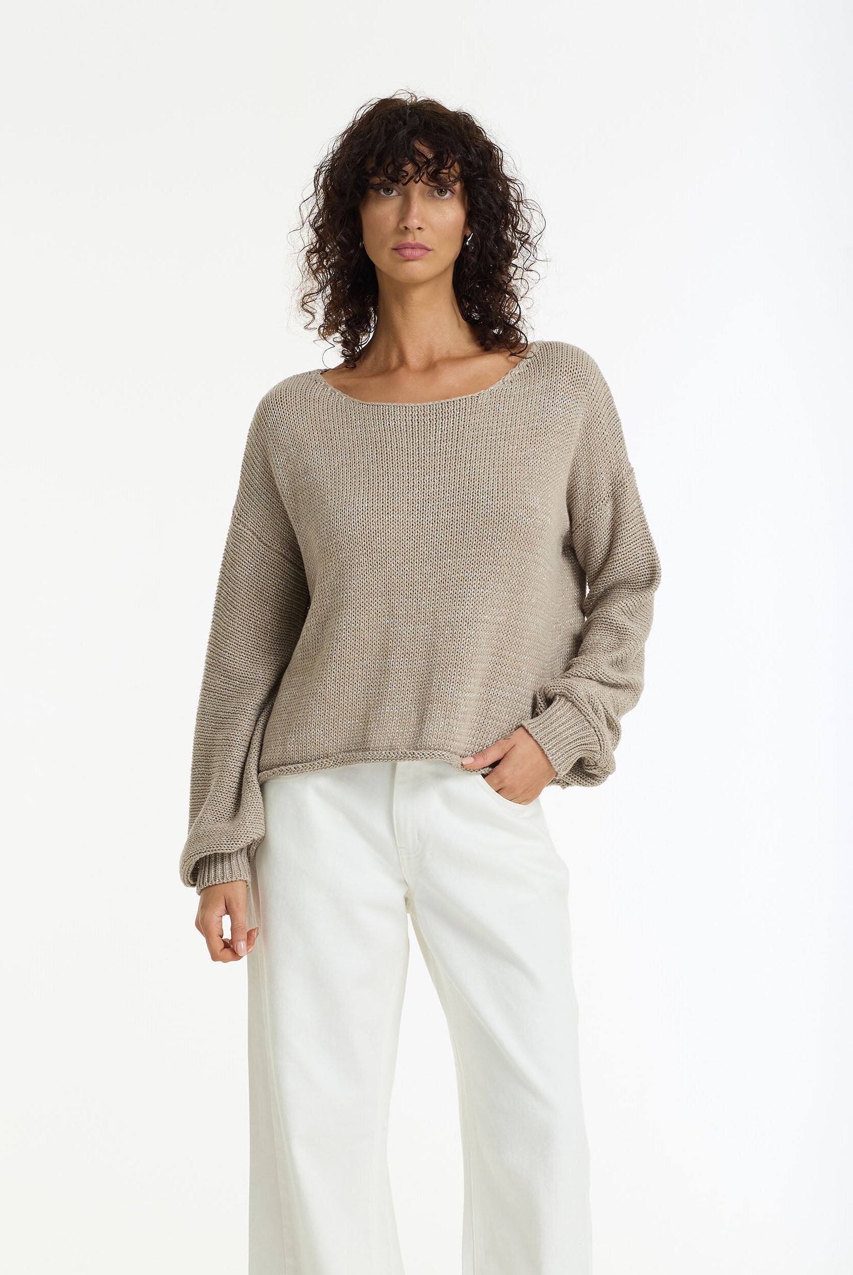 Close Sweater - Light Mocha Lurex