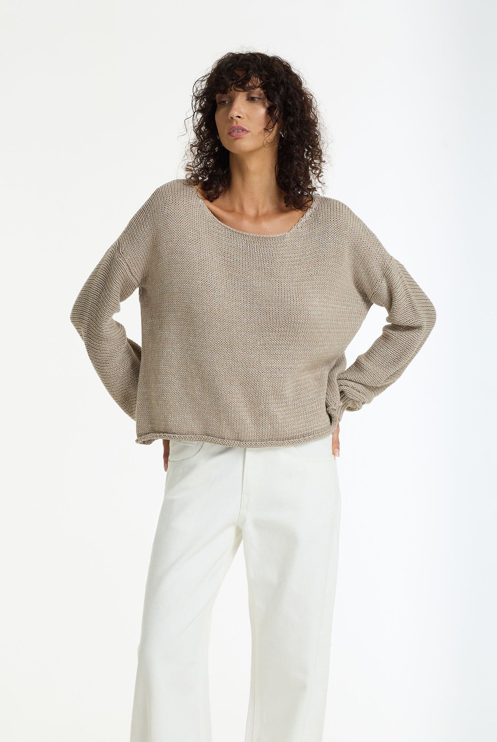 Close Sweater - Light Mocha Lurex