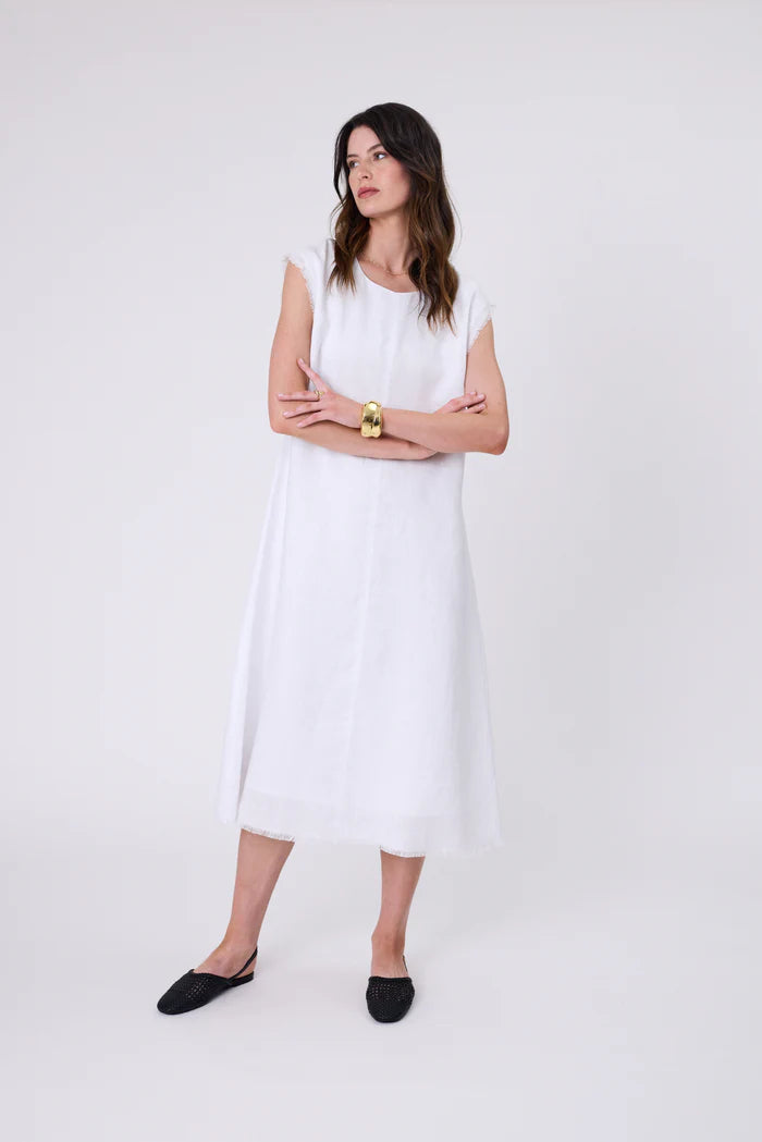 Costa Linen Dress - White