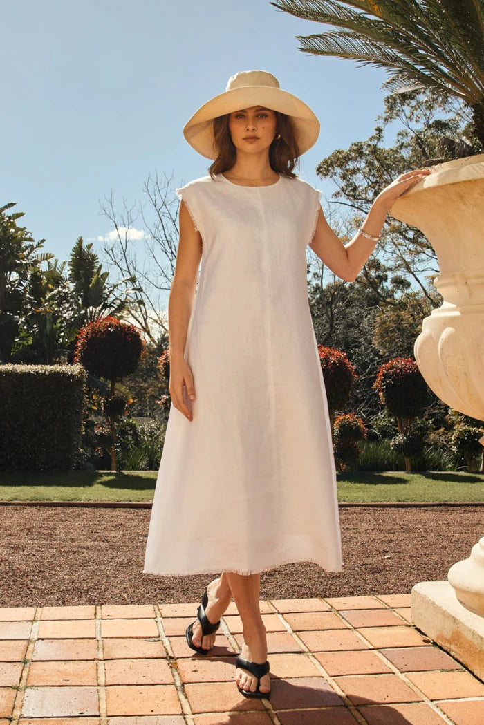 Costa Linen Dress - White
