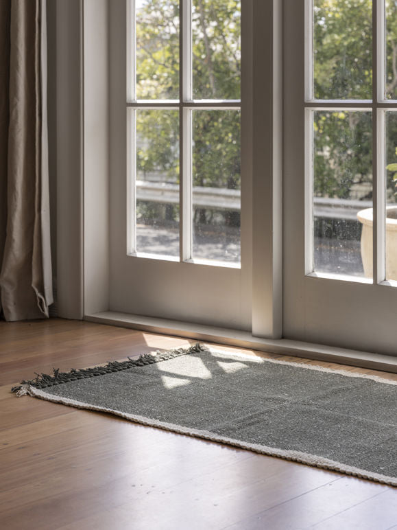 Cotton Mat - Olive/White