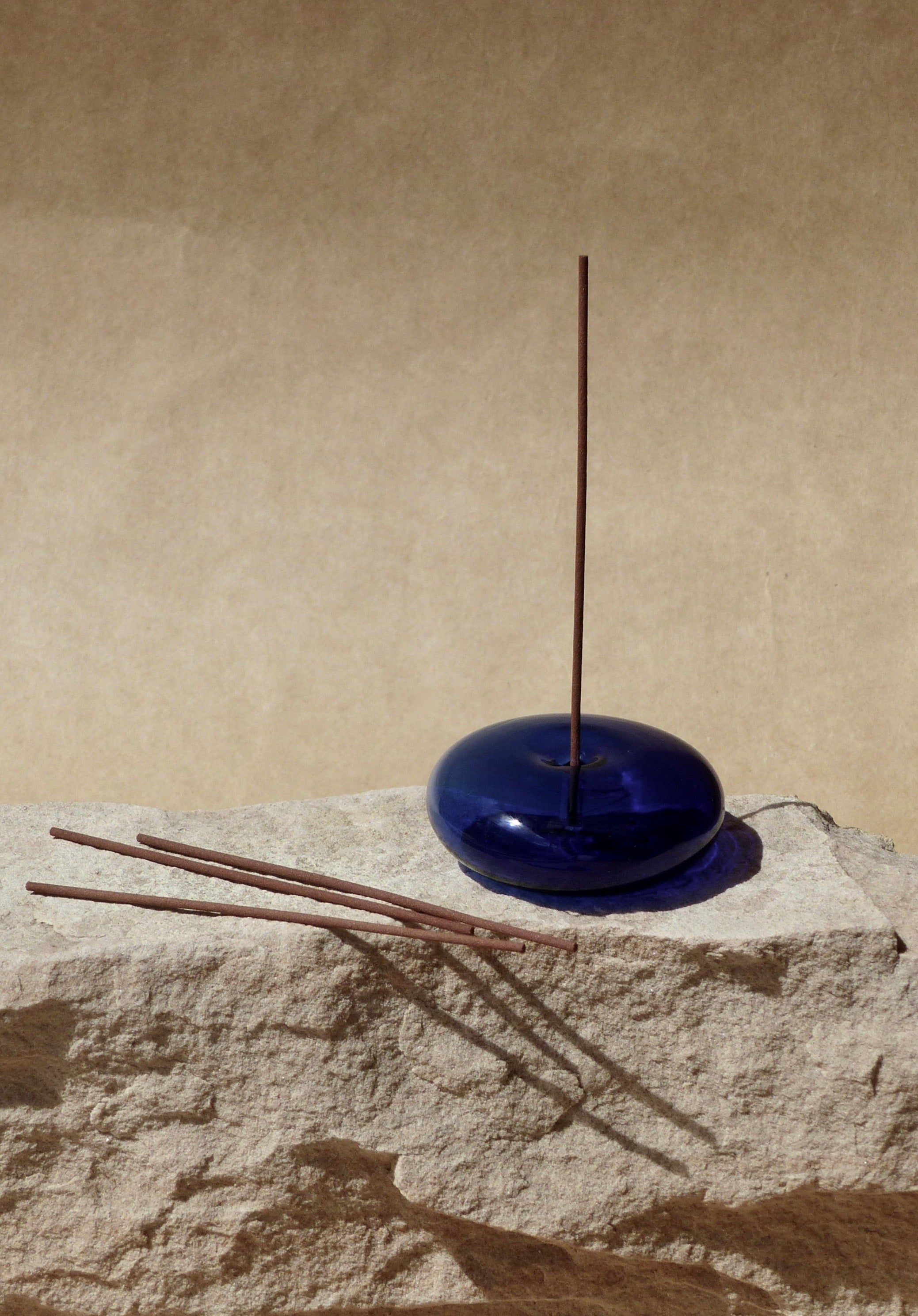 Glass Vessel Incense Holder - Cobalt