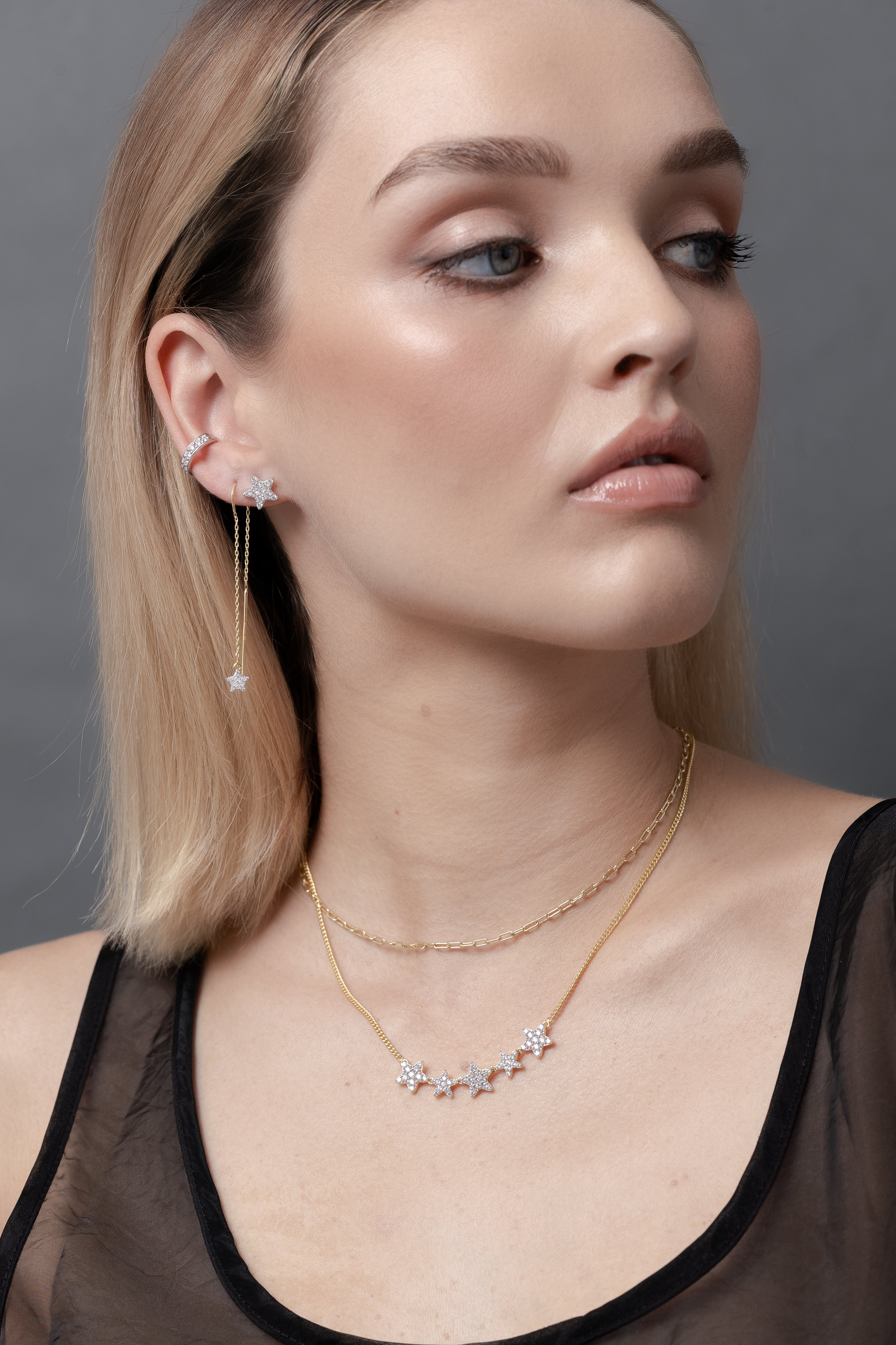 Etoile Thread Earrings - CZ/Gold