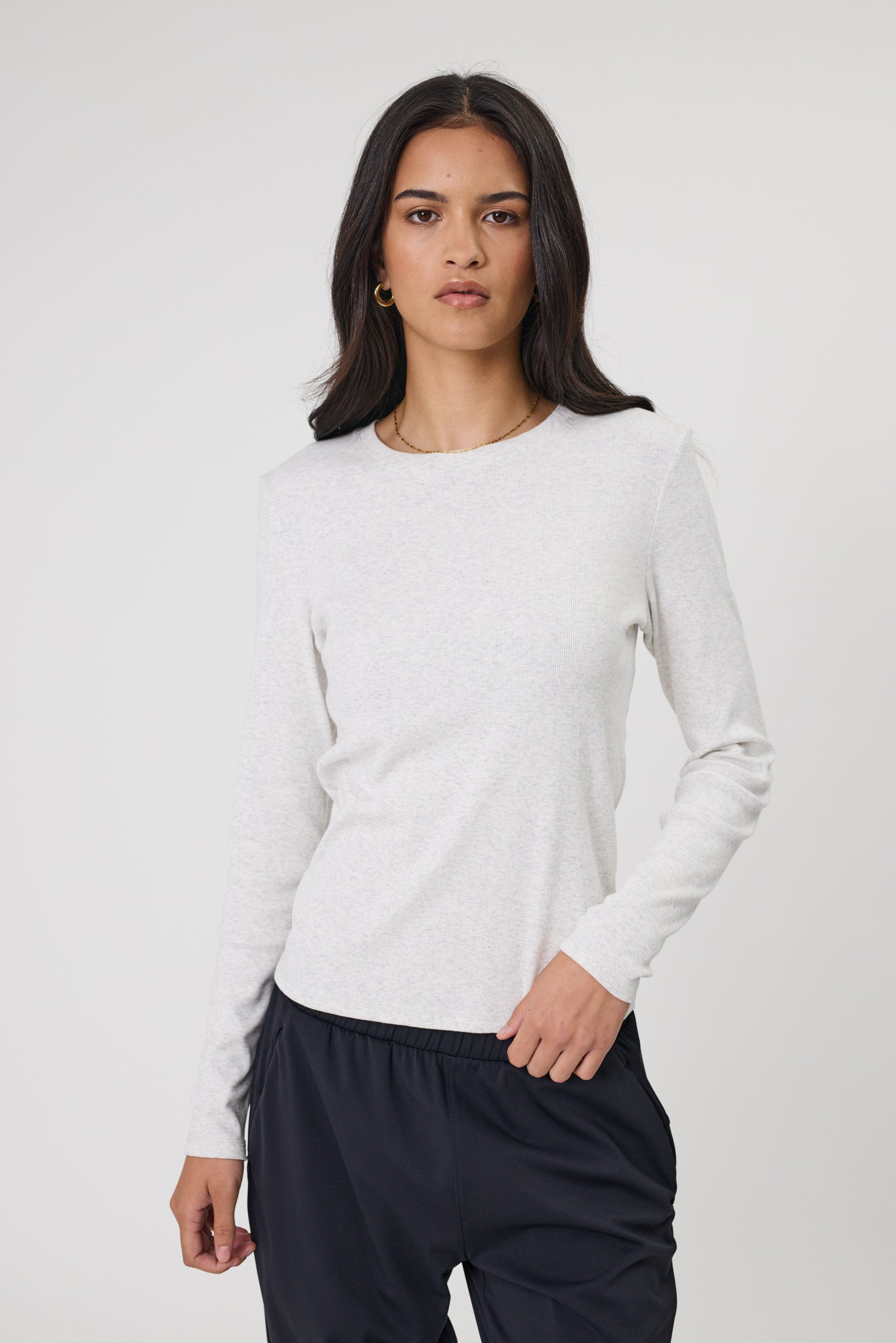 Echo Rib Long Sleeve - Silver Marle