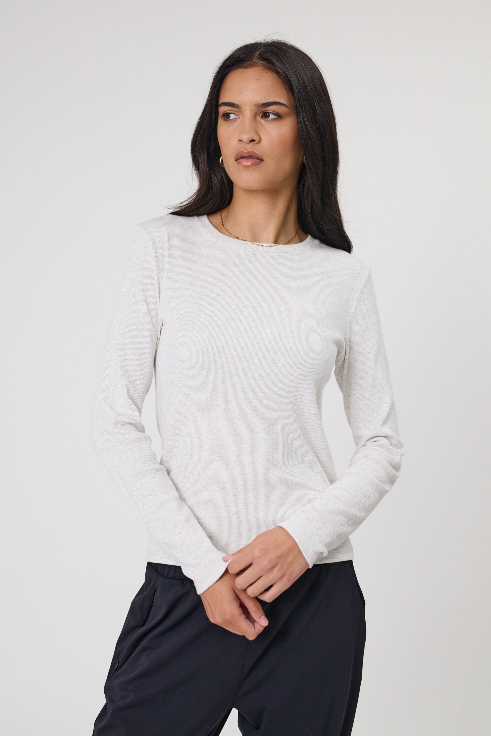Echo Rib Long Sleeve - Silver Marle