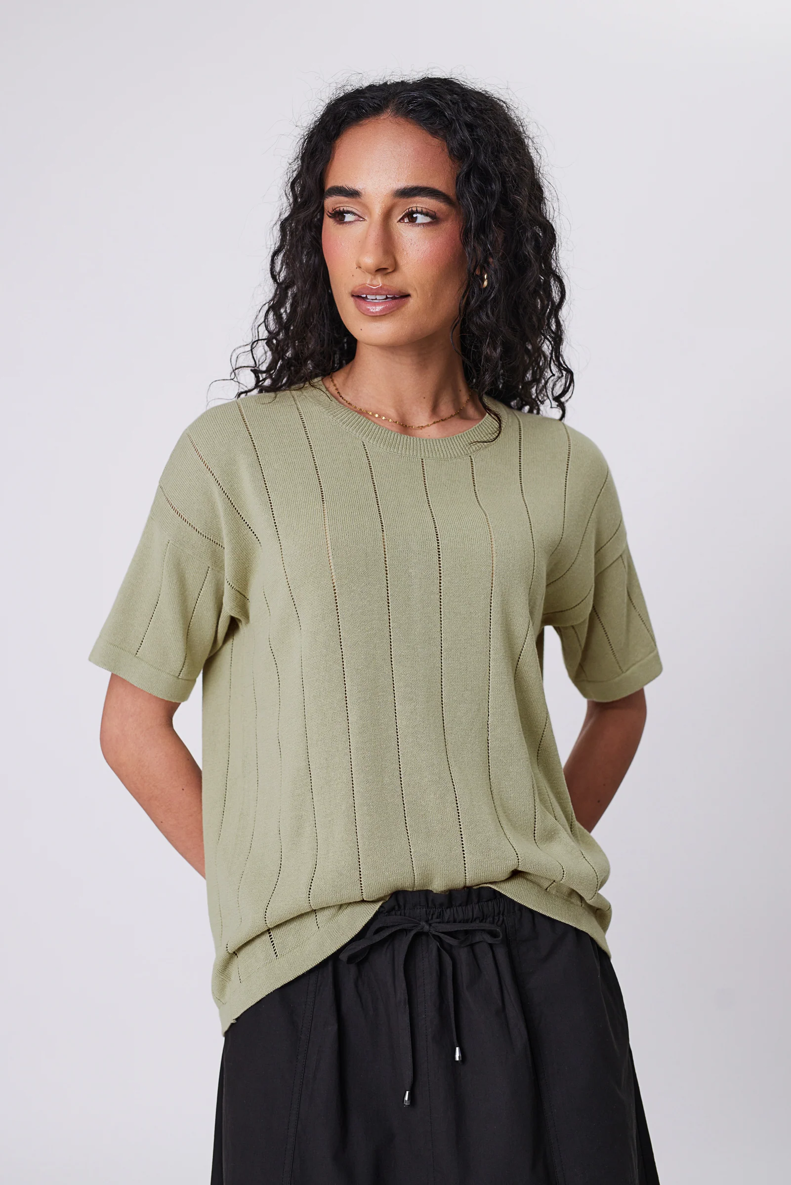 Ember Knit Tee - Celery