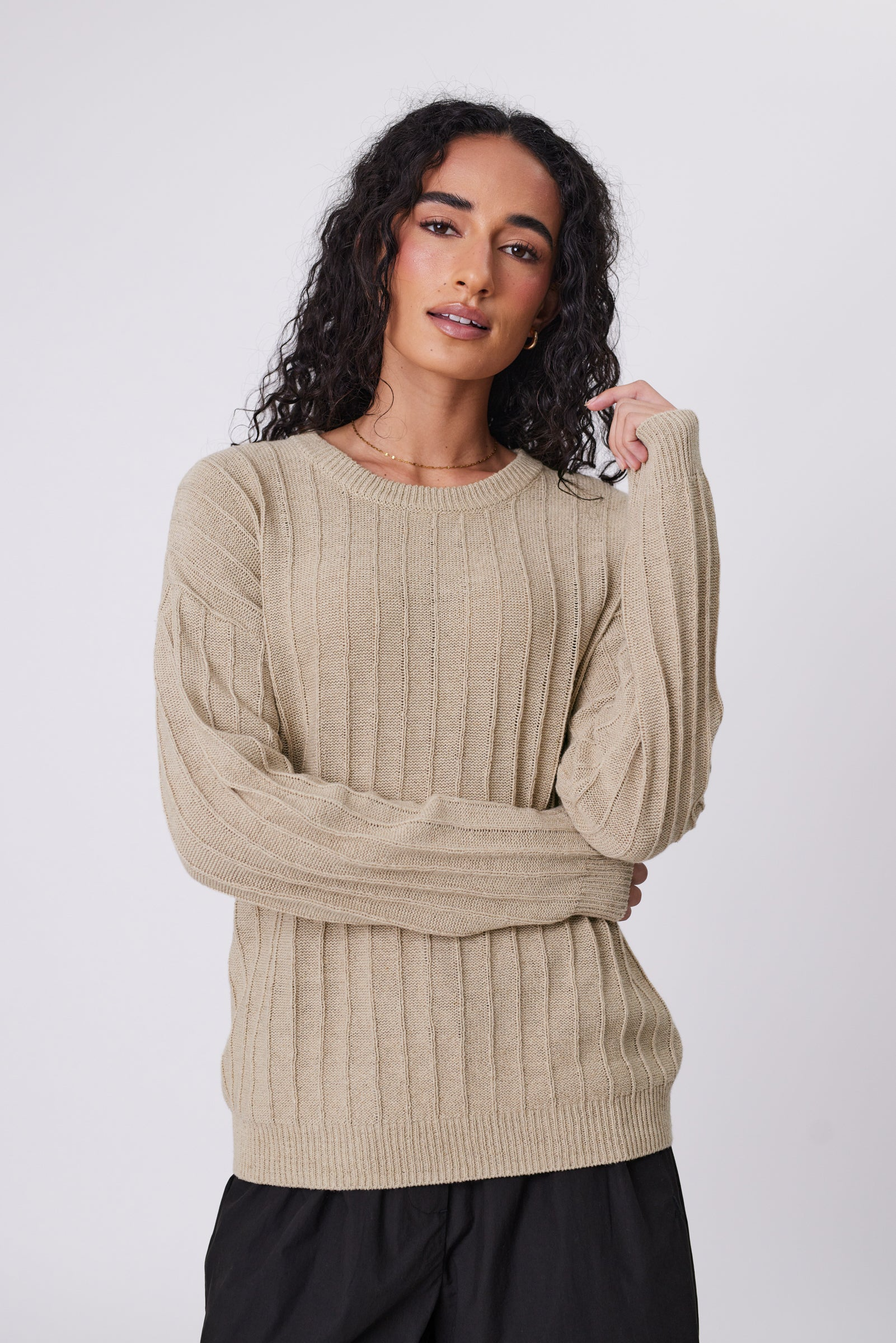 Evergreen Knit Crew - Oat