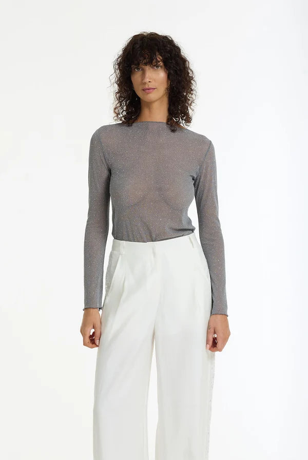 Gigi Top - Charcoal/Silver Diamantes