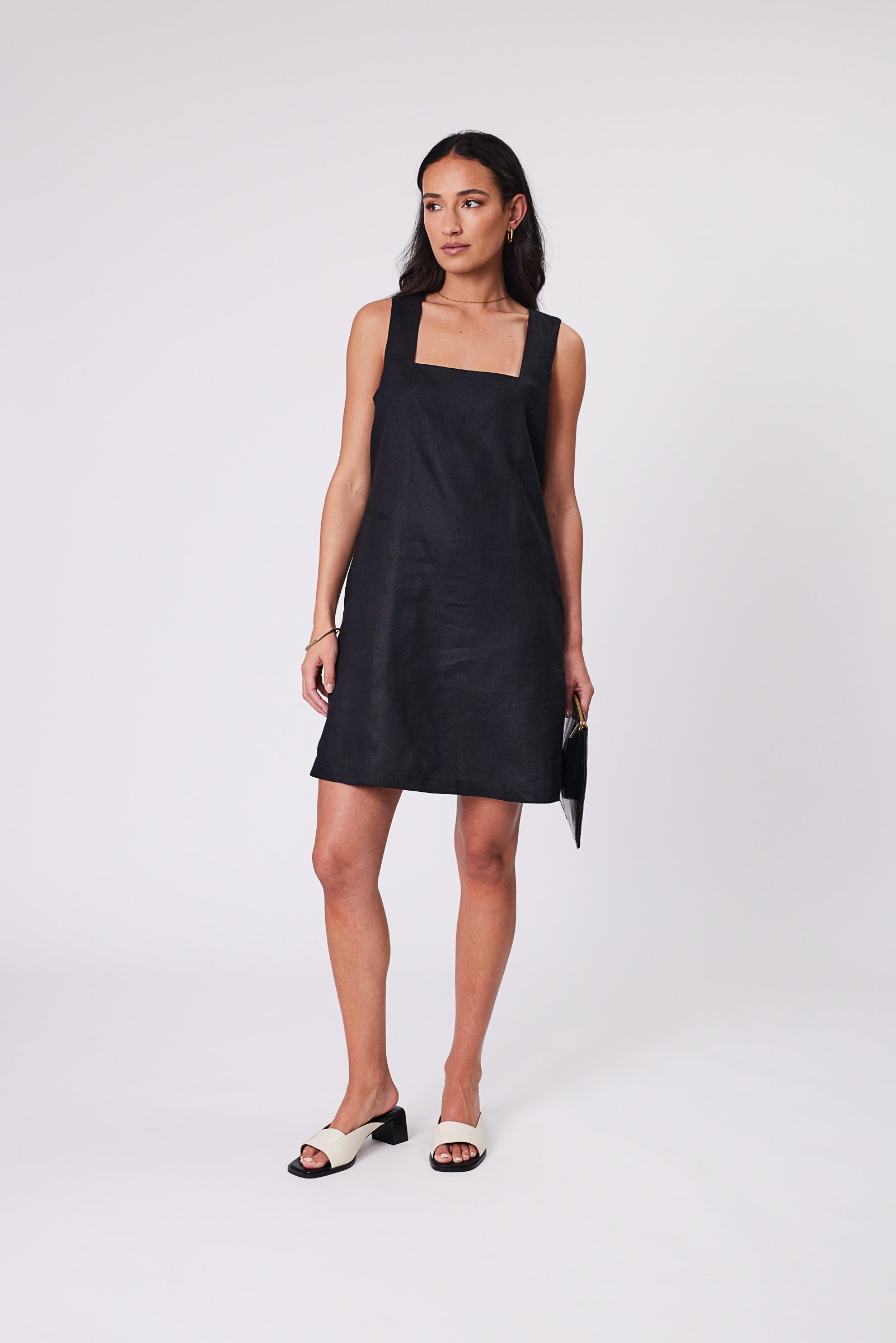 Iris Square Neck Dress - Black