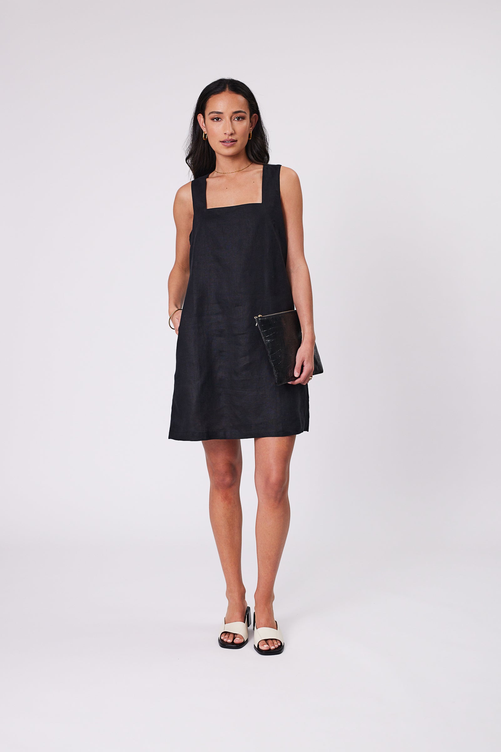 Iris Square Neck Dress - Black