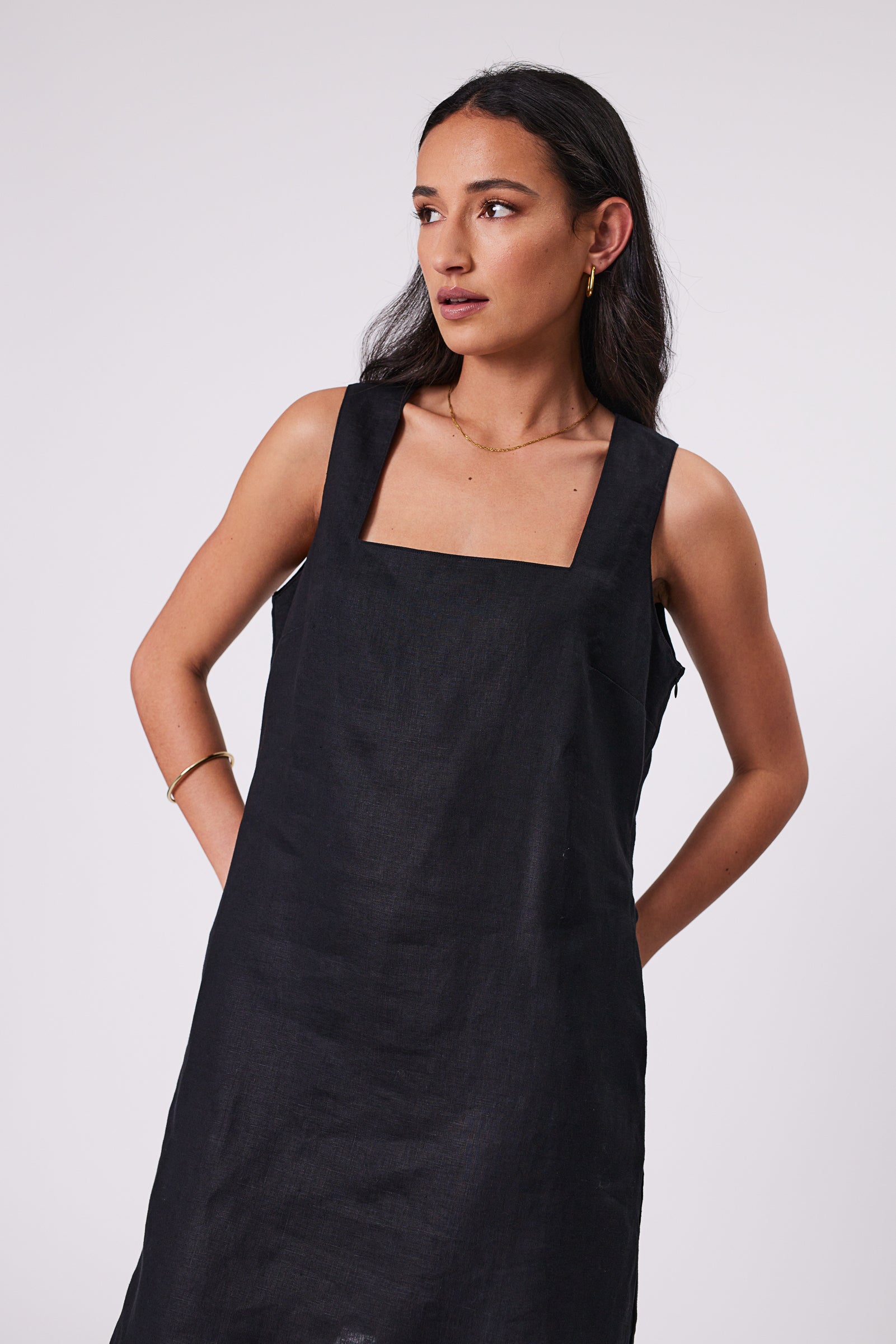 Iris Square Neck Dress - Black