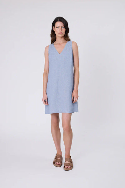Luna Linen Dress - Blue Smoke