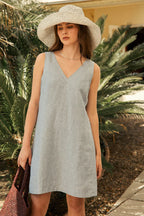 Luna Linen Dress - Blue Smoke