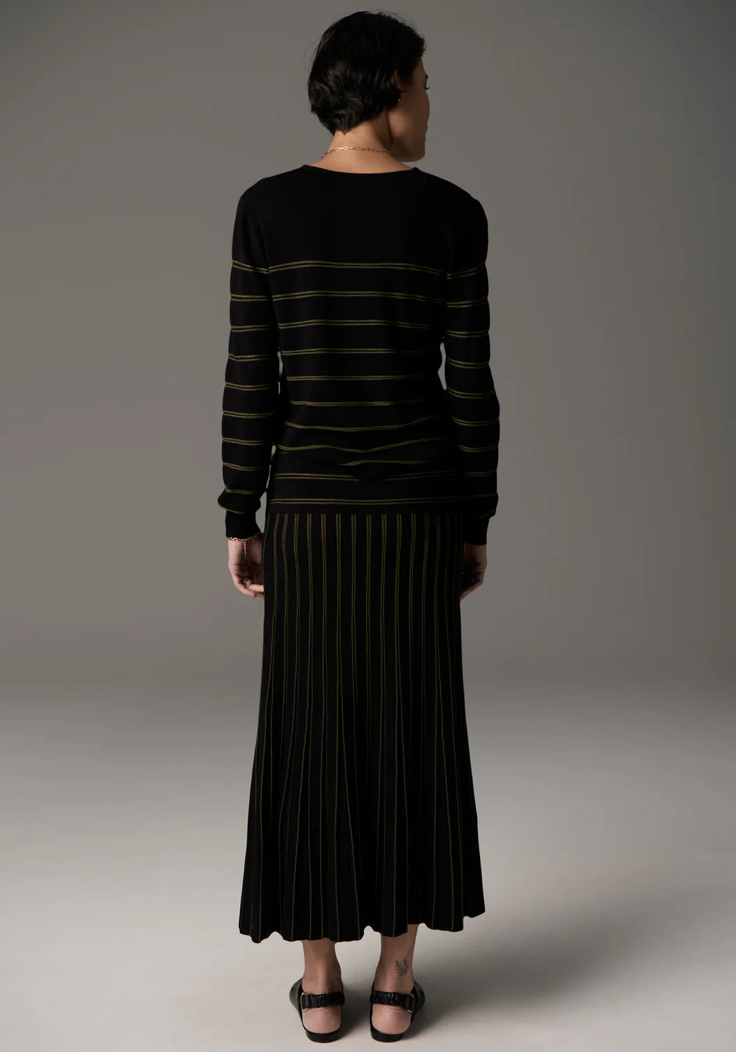 Gizelle Lurex Knit - Black/Khaki