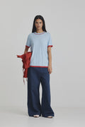 Florent Knit Tee - Ice & Bright Red