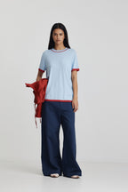 Florent Knit Tee - Ice & Bright Red