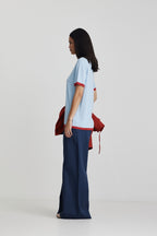 Florent Knit Tee - Ice & Bright Red