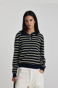 Noe Polo - Navy & Matcha Stripe