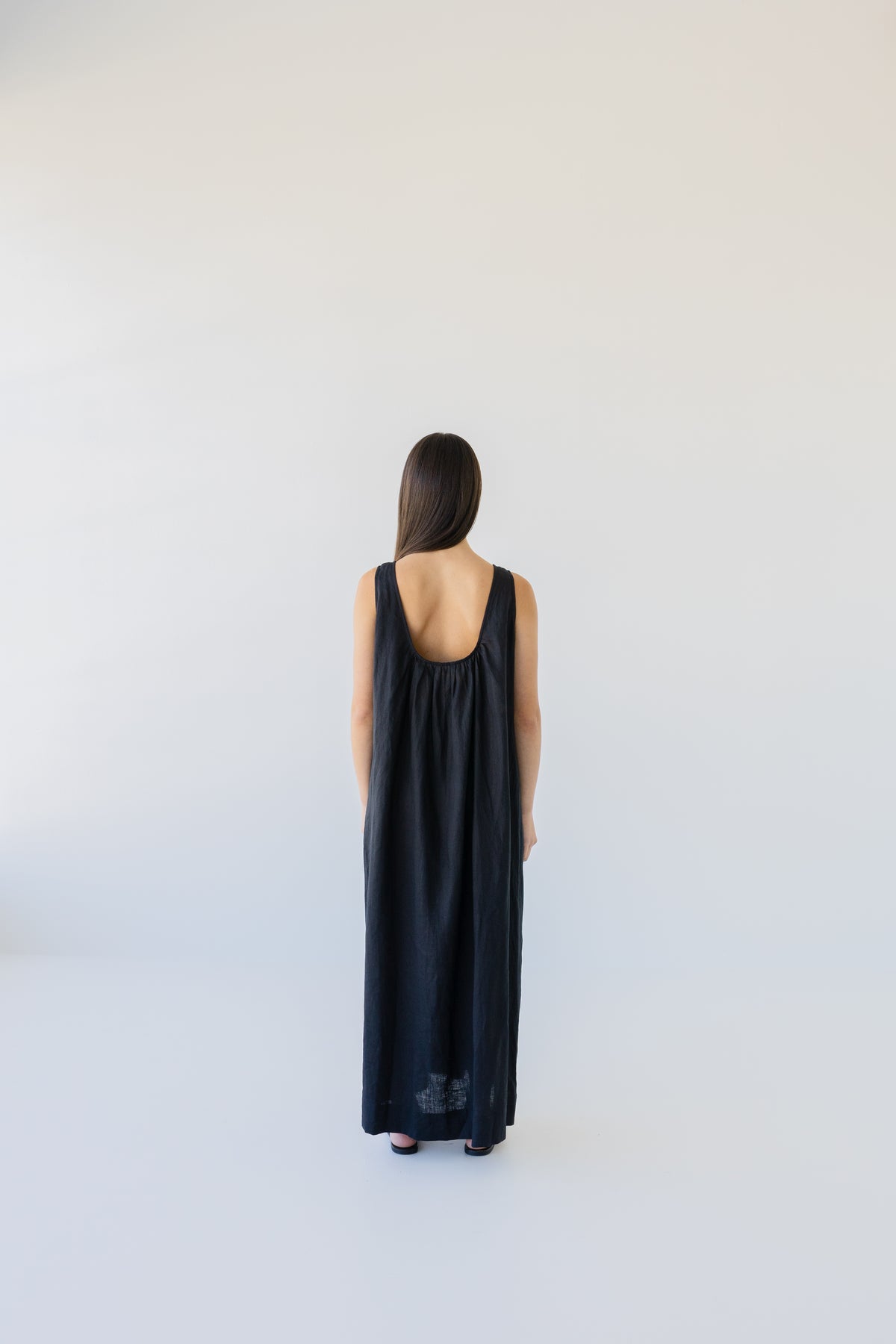 Linen Maxi Dress - Black
