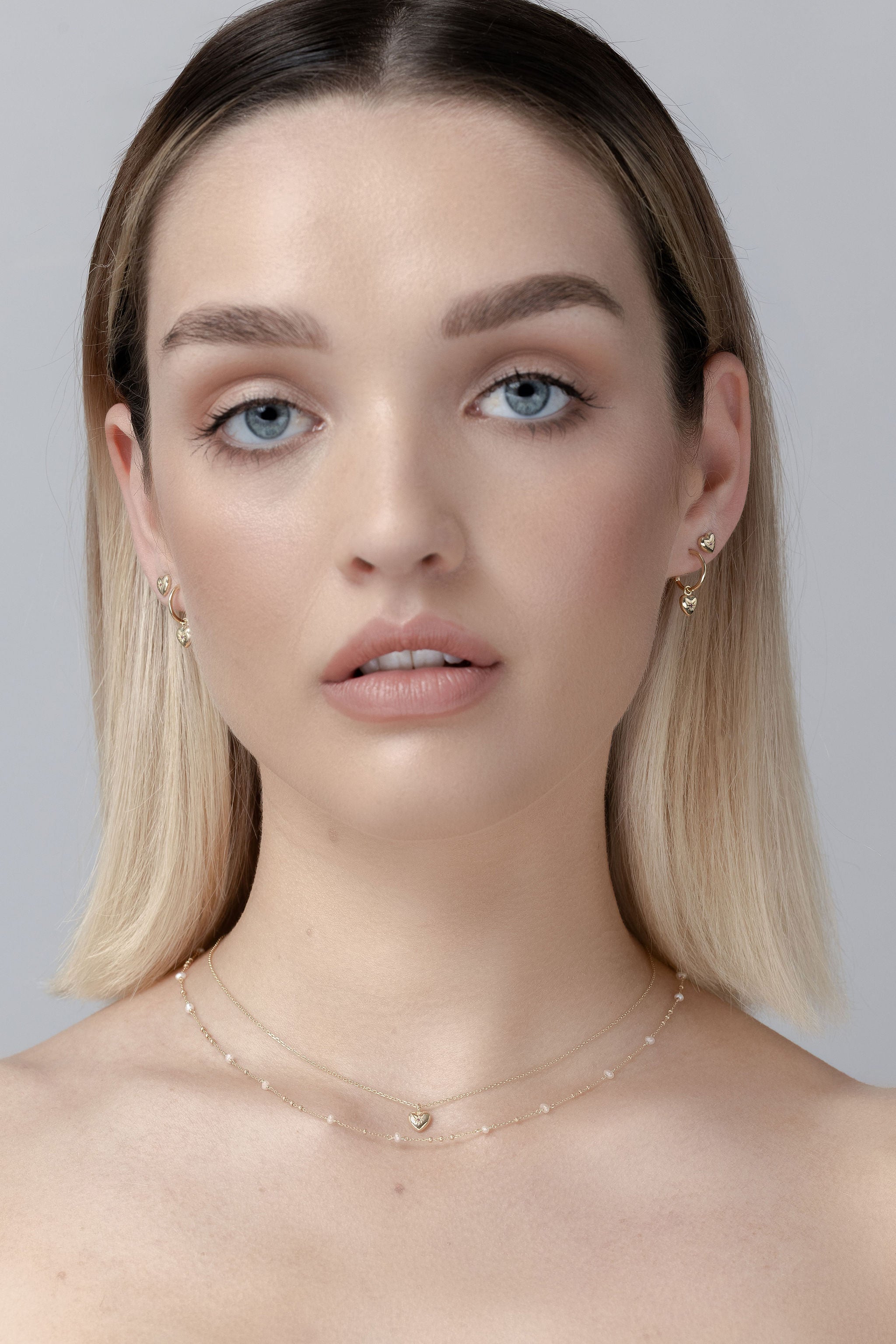 Petite Puffed Heart Hoops