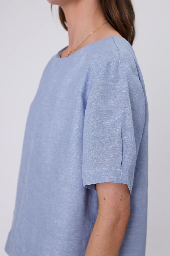 Sable Linen Top - Blue Smoke